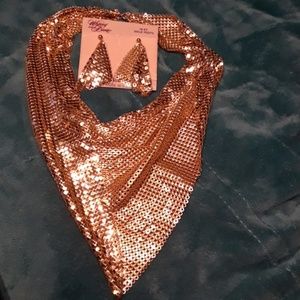 whiting and David gold tone mesh necklace and eari